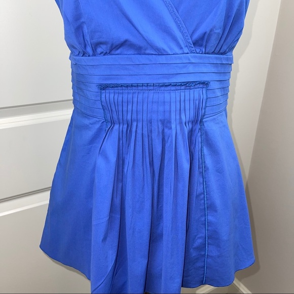BCBGMAxAzria Chambra Blue V Neck Peplum Top XS - Picture 4 of 12